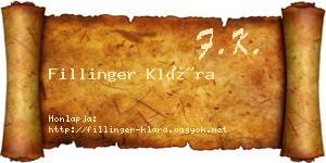 Fillinger Klára névjegykártya